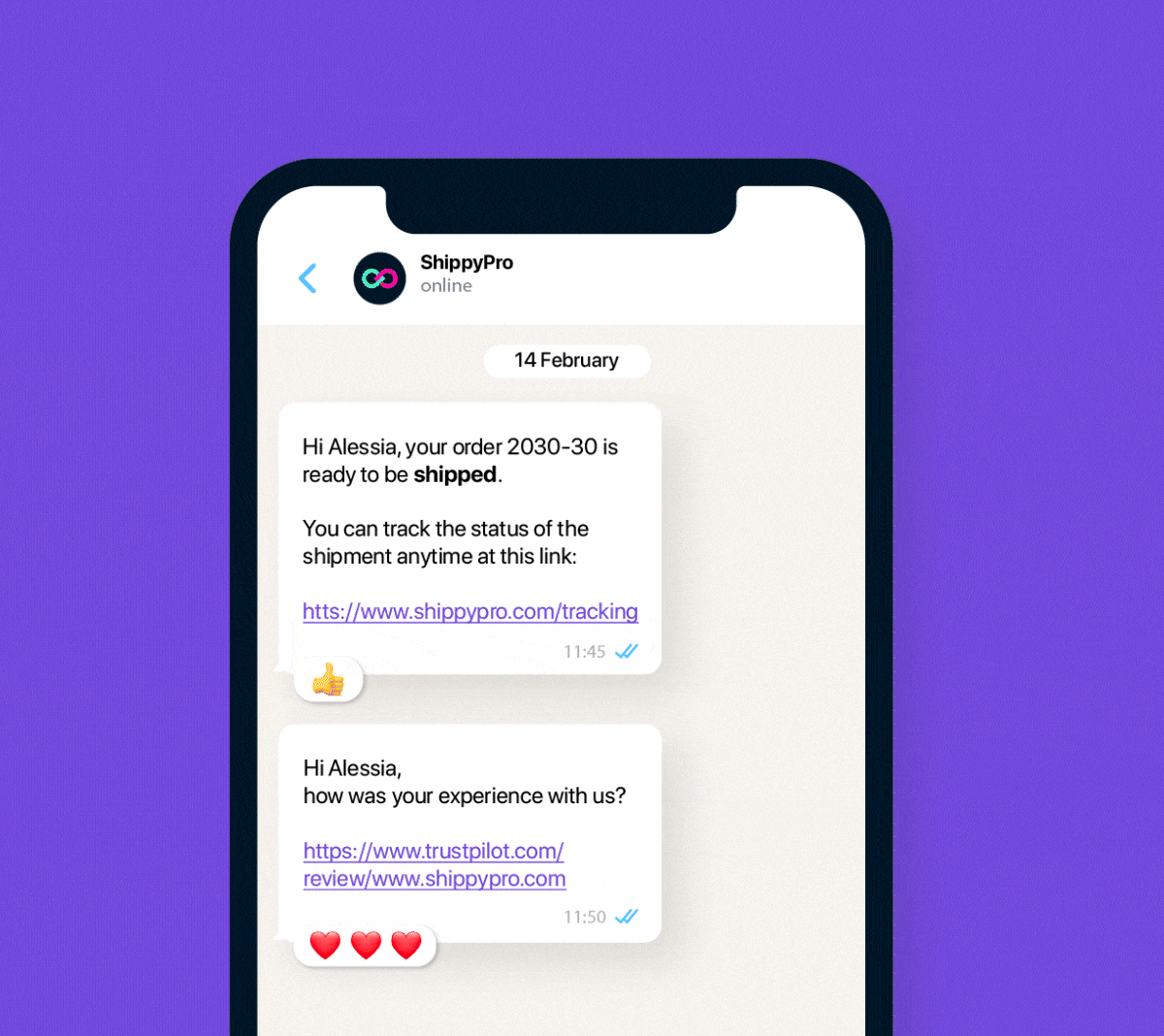 ShippyPro WhatsApp notifications
